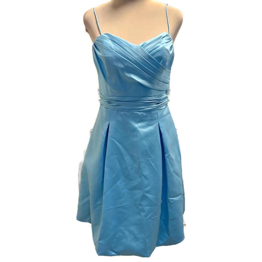 NWT Alfred Angelo Satin Pleated Ruched Dress V-Neck Fairy Feminine Bridesmaid
